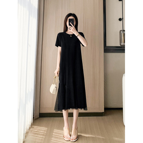 黑色洋氣法式連衣裙女夏季2025新款氣質顯瘦a字裙子小個子小黑裙