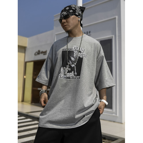 BLACUL嘻哈字母印花短袖男T恤夏美式街頭說唱寬松肥大半袖休閒TEE