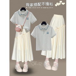 女大童連衣裙夏季初中生學院風初中高中學生裙子少女青少年套裝裙