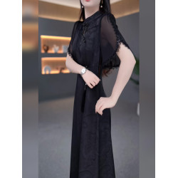 丹貝芬改良版旗袍連衣裙女夏季2025新款顯瘦復古高級感國風a字裙