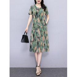 端莊大氣真絲連衣裙女2025夏季新款杭州品牌媽媽裝桑蠶絲裙子減齡