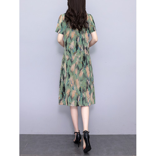 端莊大氣真絲連衣裙女2025夏季新款杭州品牌媽媽裝桑蠶絲裙子減齡