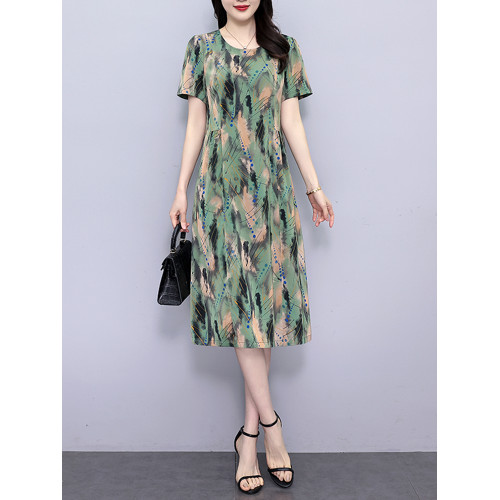 端莊大氣真絲連衣裙女2025夏季新款杭州品牌媽媽裝桑蠶絲裙子減齡