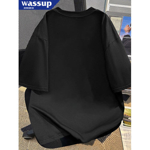 WASSUP XESSE夏季新款高級感純棉短袖男t恤美式復古風寬松半袖