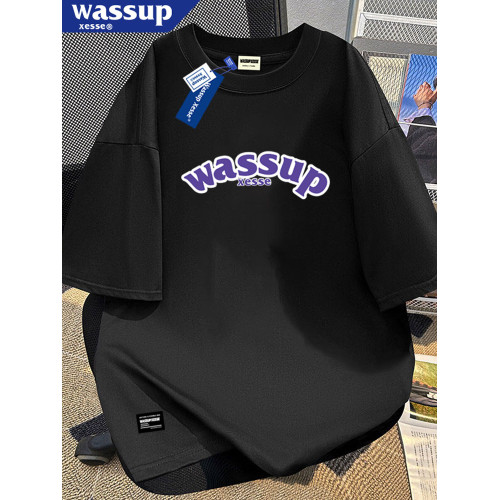 WASSUP XESSE夏季新款高級感純棉短袖男t恤美式復古風寬松半袖