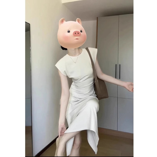 歐洲站修身顯瘦白色長裙子高級感輕奢禦姐法式氣質連衣裙夏裝新款