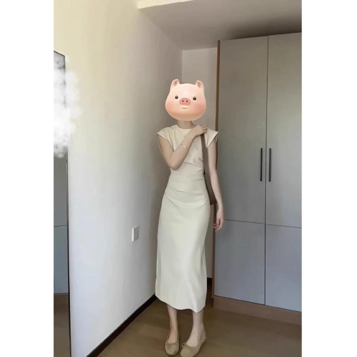 歐洲站修身顯瘦白色長裙子高級感輕奢禦姐法式氣質連衣裙夏裝新款