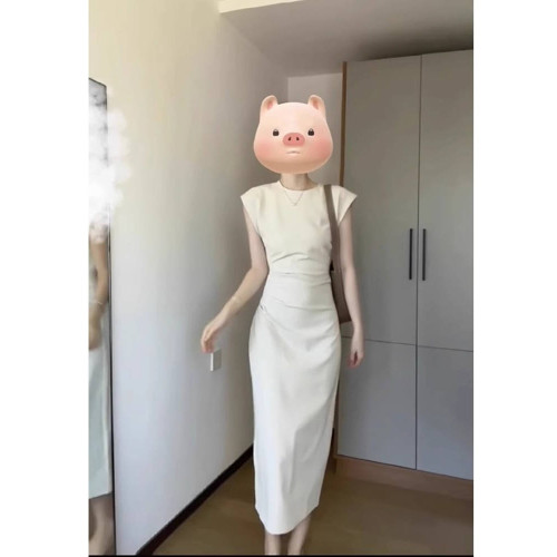 歐洲站修身顯瘦白色長裙子高級感輕奢禦姐法式氣質連衣裙夏裝新款