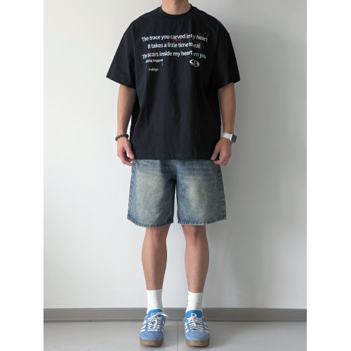 【阿XIAN】夏季涼感面料寬松圓領字母短袖男T恤