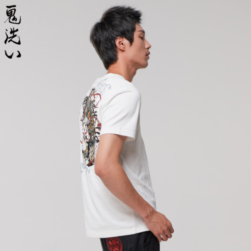 ONIARAI/鬼洗春秋潮流潮流男T恤魂鯉刺綉圓領休閒時尚短袖9NOB32