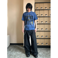 CompactDisc美式復古做舊vintage印花國潮情侶重磅純棉短袖男T恤