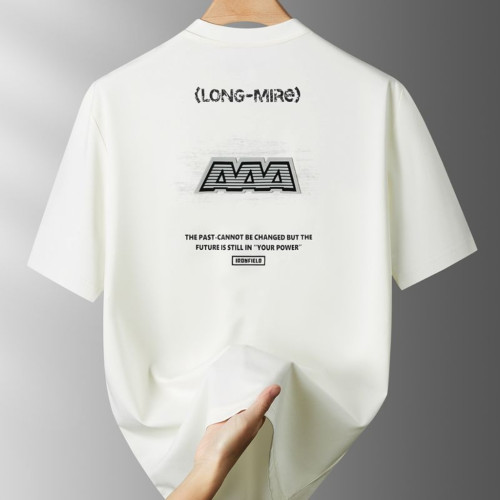 速乾冰絲棉 圓領印花涼感男t恤短袖2025夏季新款潮透氣半袖體恤衫