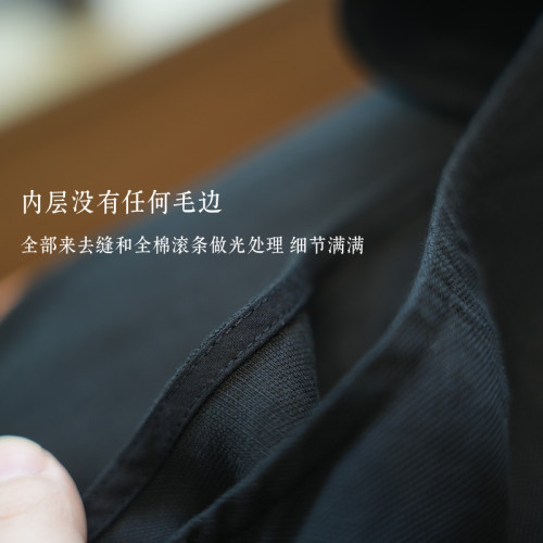特！極簡黑色無袖背心蘑菇釦亞麻連衣裙女氣質寬松顯瘦垂感小黑裙