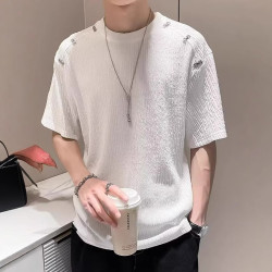 2025新款短袖男T恤休閒男士夏季美式寬松舒適簡約短袖百搭上衣服