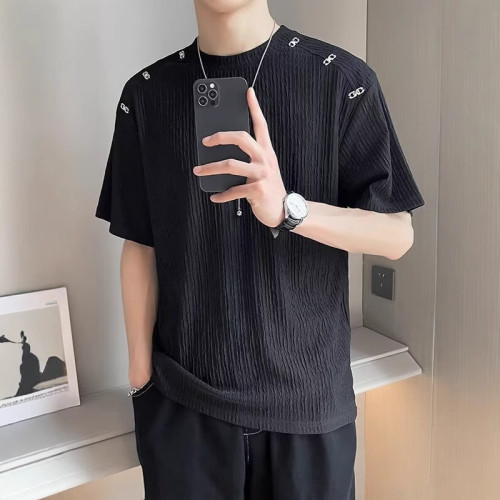 2025新款短袖男T恤休閒男士夏季美式寬松舒適簡約短袖百搭上衣服