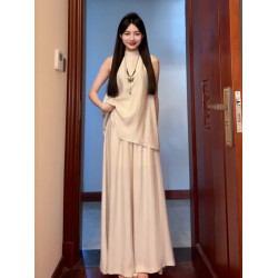 新中式國風無袖套裝連衣裙子女裝夏季2025新款清冷藝術感穿搭長裙