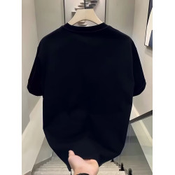 美式痞帥歐洲站潮牌簡約字母M印花重磅純棉短袖圓領男T恤打底衫夏