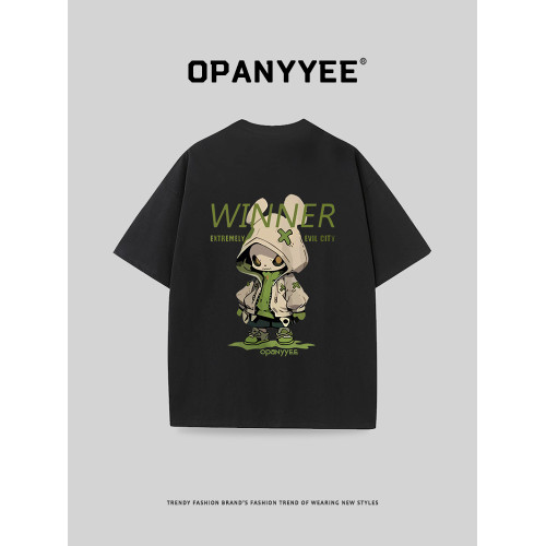 OPANYYEE潮牌短袖男t恤創意印花美式嘻哈上衣純棉情侶夏季體恤衫
