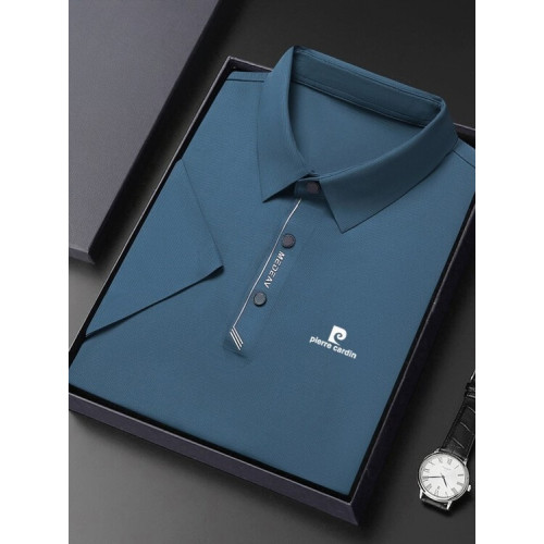 皮爾卡丹男t恤短袖夏季新款翻領冰絲中老年爸爸裝衣服男士POLO衫