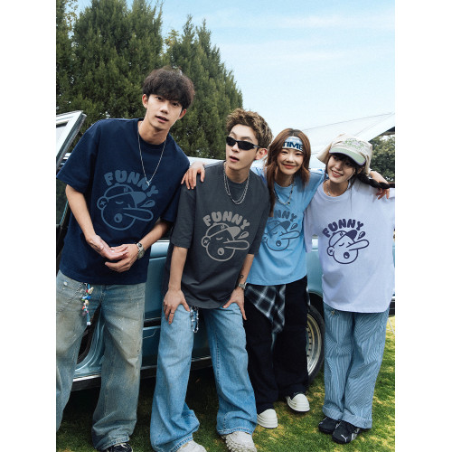 Wassup Wolf美式休閒短袖男T恤夏季2025新款情侶國潮牌半袖體恤衫