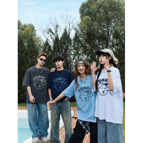 Wassup Wolf美式休閒短袖男T恤夏季2025新款情侶國潮牌半袖體恤衫