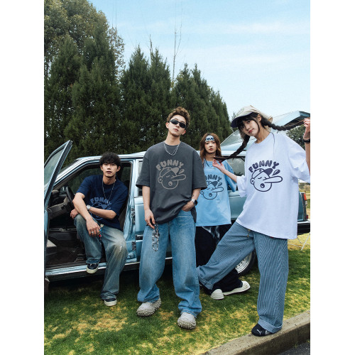 Wassup Wolf美式休閒短袖男T恤夏季2025新款情侶國潮牌半袖體恤衫