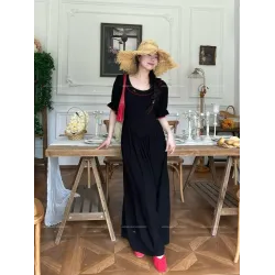 【愛神】HL棉綢夏季新款法式浪漫顯瘦氣質甜美復古公主長款連衣裙