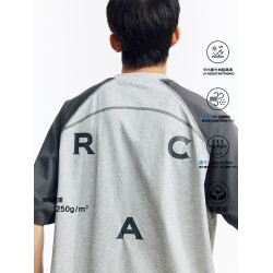 REOCHA熱呈夏季新款索羅娜速乾男t恤運動戶外明線印花插肩袖短袖