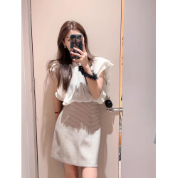 日系S家2025夏季新甜美小個子拼接假兩件小飛袖連衣裙SWFO252156