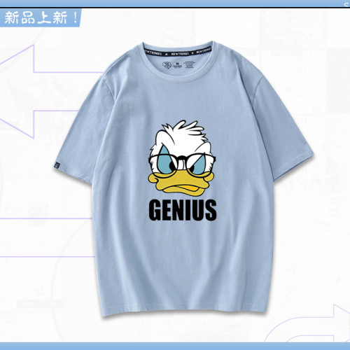 小鴨聯名情侶短袖男T恤新款美式復古寬松青少年親子純棉上衣服yd