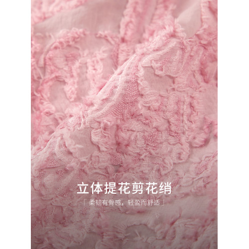 EIN言帕斯蒂爾風浪漫剪花圓領A字型寬松短袖連衣裙2025夏季新款