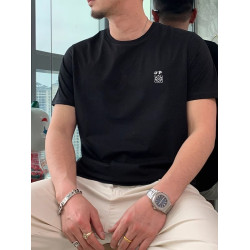 高級名牌設計感短袖男T恤刺綉卡通熊貓圖案時尚潮流情侶裝潮T
