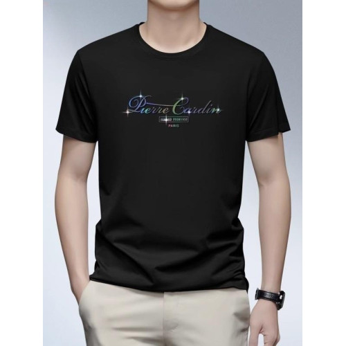 皮爾卡丹男t恤短袖夏季修身圓領冰絲爸爸服裝2025新款男士上衣潮