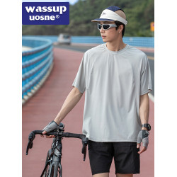 Wassup uosne運動男t恤短袖冰絲美式高街夏季涼感速乾透氣寬松上