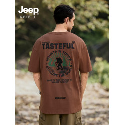 Jeep spirit山系印花短袖男t恤2025新款潮流ins重磅純棉體恤上衣