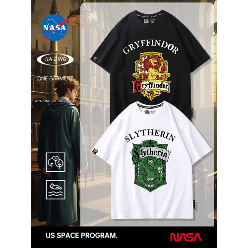 NASA哈利波特聯名短袖男T恤夏款斯萊特林格蘭芬多學院衣服潮男童