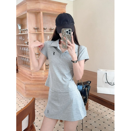 夏日絕美巨好看的休閒運動套裝跑步高級感小個子學院風POLO連衣裙