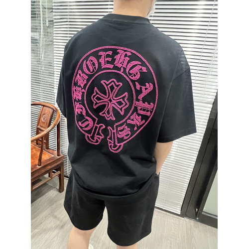 2025新款爆款男士夏季短袖t恤衣服潮牌十字架刺綉寬松型短袖男t恤