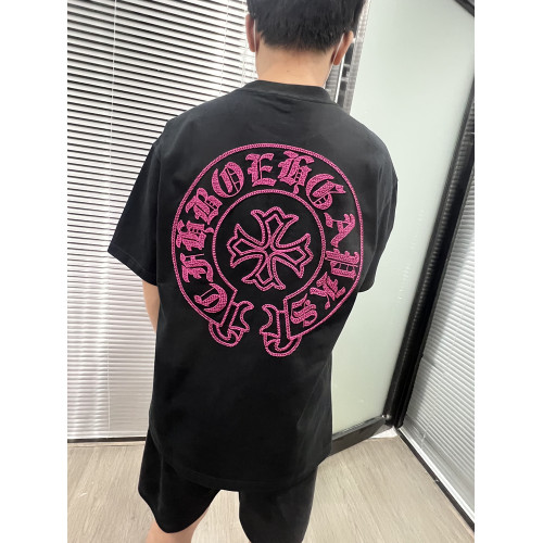 2025新款爆款男士夏季短袖t恤衣服潮牌十字架刺綉寬松型短袖男t恤