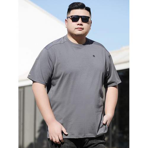 胖六福夏季新款中年爸爸裝短袖男t恤大碼男裝寬松大號圓領半袖T恤