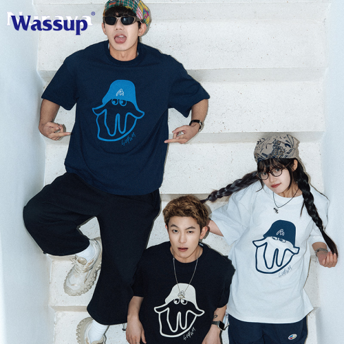 WASSUP冰爽短袖男t恤夏季男裝寬松半袖青少年潮牌休閒外套上衣