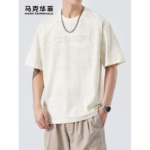 馬克華菲短袖男t恤新款美式夏天潮牌半袖寬松圓領寬松休閒體恤衫