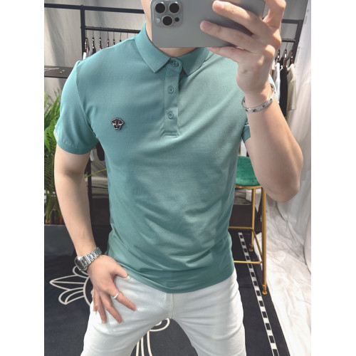 歐洲站短袖男T恤修身翻領歐貨高級感品牌polo衫男士潮牌半袖男裝