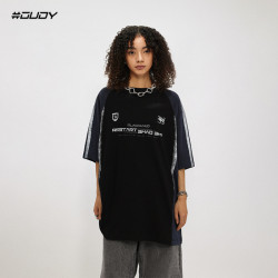 #OVDY 2024新款青少年男t恤撞色拼接精梳棉機能百搭半袖男女潮牌