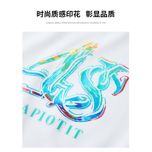 ZOAZ竹纖維短袖男T恤夏季質感印花T涼感透氣寬松圓領百搭休閒上衣