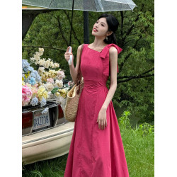 夏天巨好看無袖吊帶連衣裙子女夏季2025新款今年流行爆款漂亮長裙