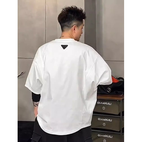 NY美式蝙蝠袖短袖男t恤2025新款夏季寬松透氣圓領上衣痞帥半截袖