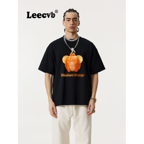Leecvb美式潮牌男女同款夏裝2025新款時尚流行短袖男t恤聯名上衣