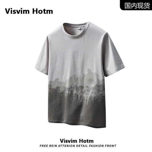 VISVIM BESSEL男t恤短袖純棉新款潮流漸變時尚寬松圓領上衣打底衫