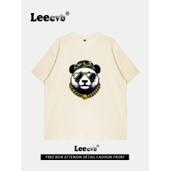 Leecvb美式潮牌男女同款夏裝2025新款時尚流行短袖男t恤奧萊上衣